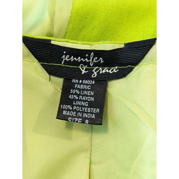 Vintage Jennifer and Grace Womens 8 Jacket Linen Blend Green Button Front Short - Picture 7 of 7